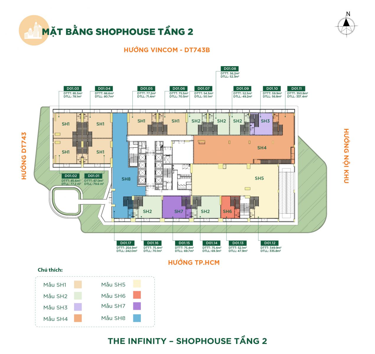 Mặt bằng The Infinity - Shophouse tầng 2