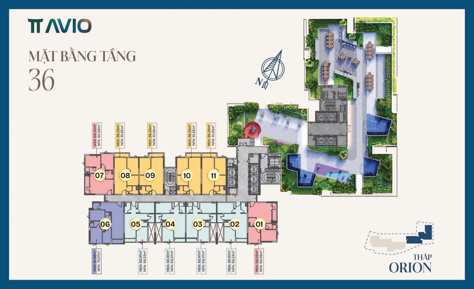 Mặt bằng tầng 5 - 29 Tháp Orion - TT Avio